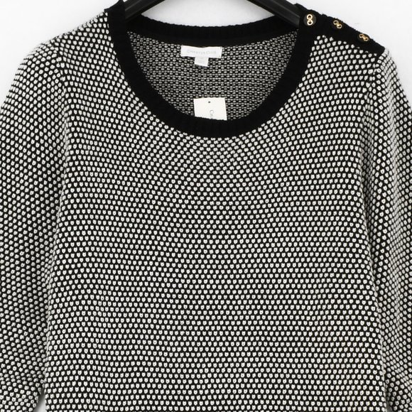 Charter Club Women Plus Button Trim Crewneck Fitted Long Sleeve Sweater Black - Picture 3 of 7